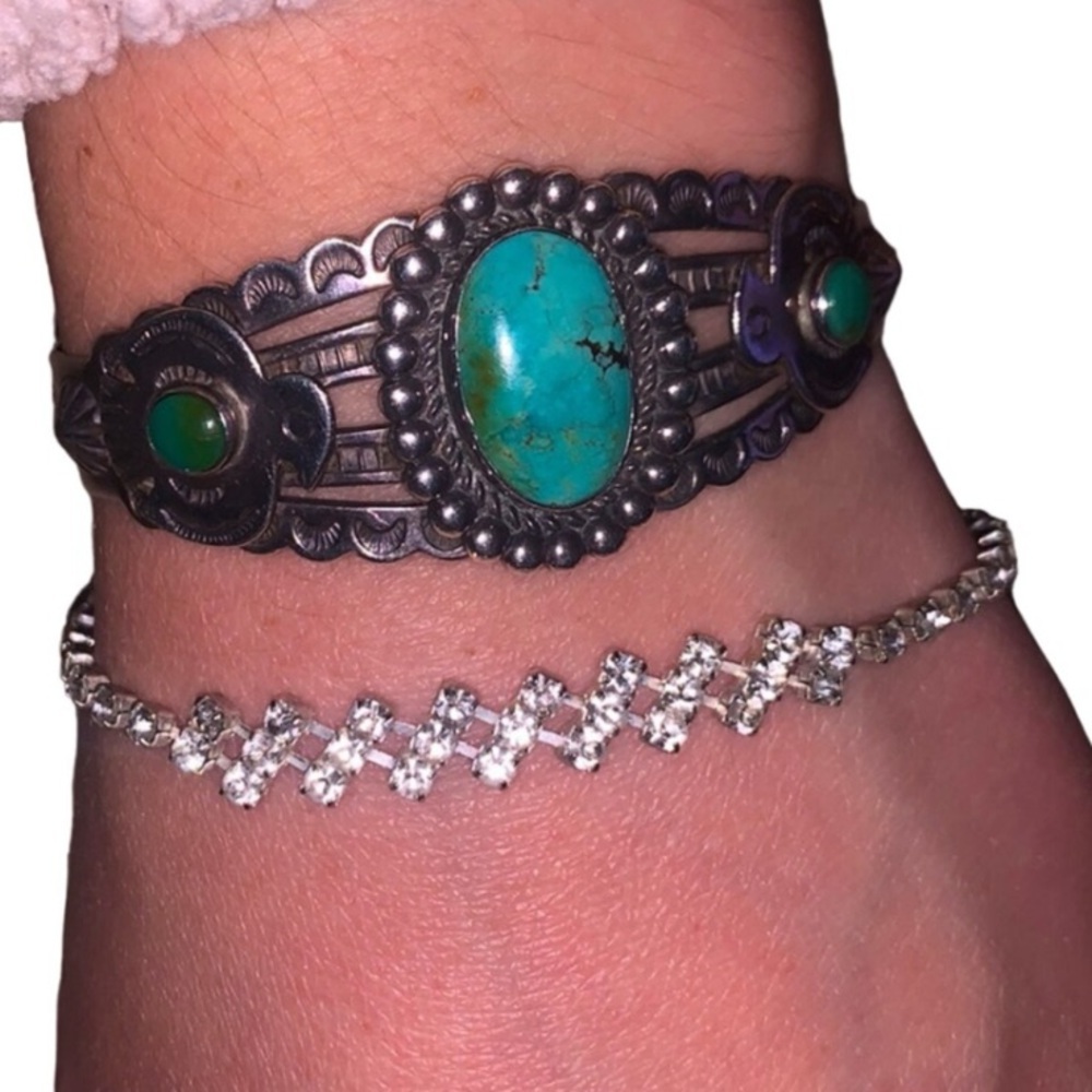 Faux Diamond Silver Adjustable Tennis Bracelet 💎